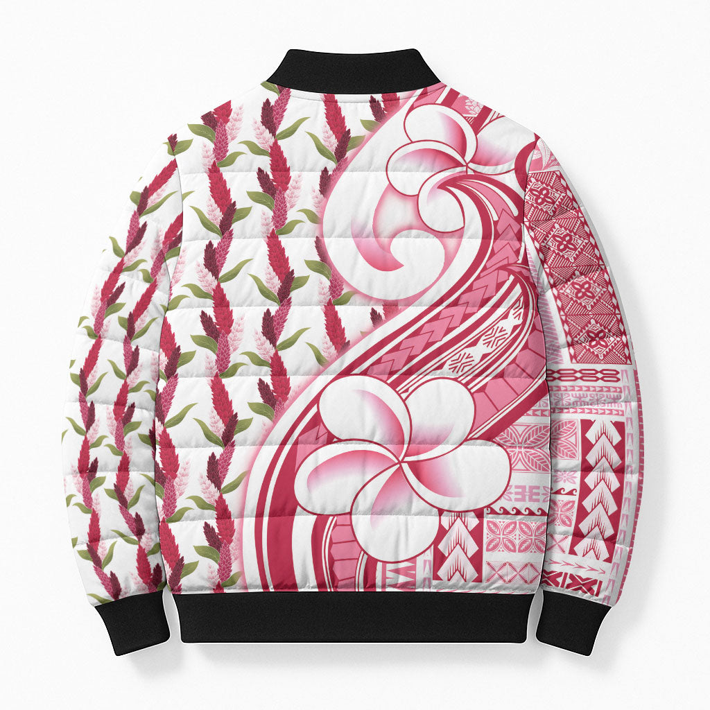 Samoa Teuila Bomber Puffer Jacket White Samoan Siapo Motifs LT05 - Polynesian Pride