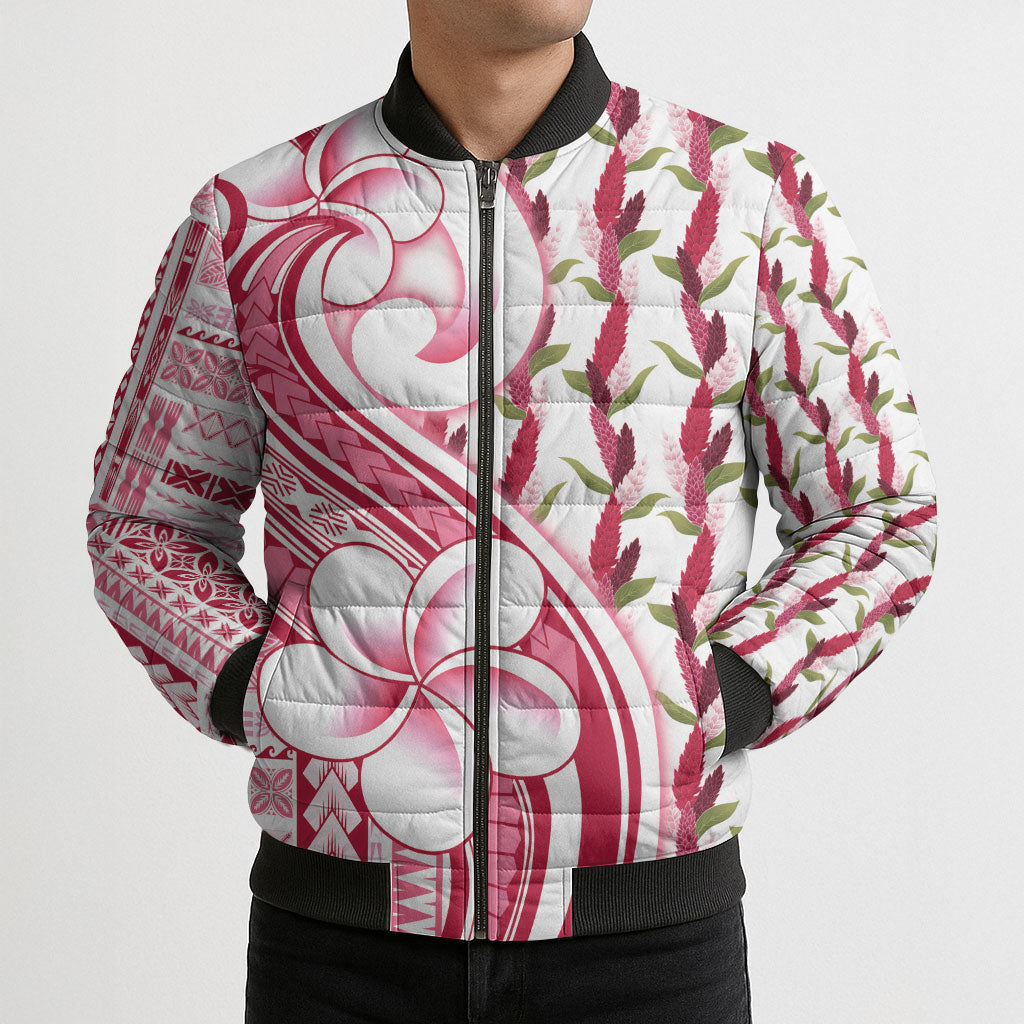 Samoa Teuila Bomber Puffer Jacket White Samoan Siapo Motifs LT05 - Polynesian Pride