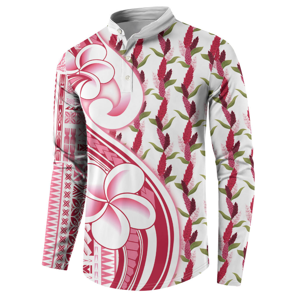 Samoa Teuila Button Sweatshirt White Samoan Siapo Motifs LT05 - Polynesian Pride
