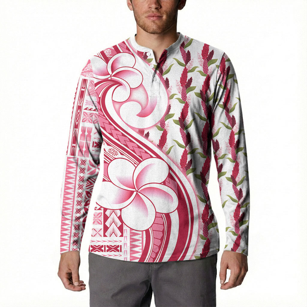 Samoa Teuila Button Sweatshirt White Samoan Siapo Motifs LT05 - Polynesian Pride