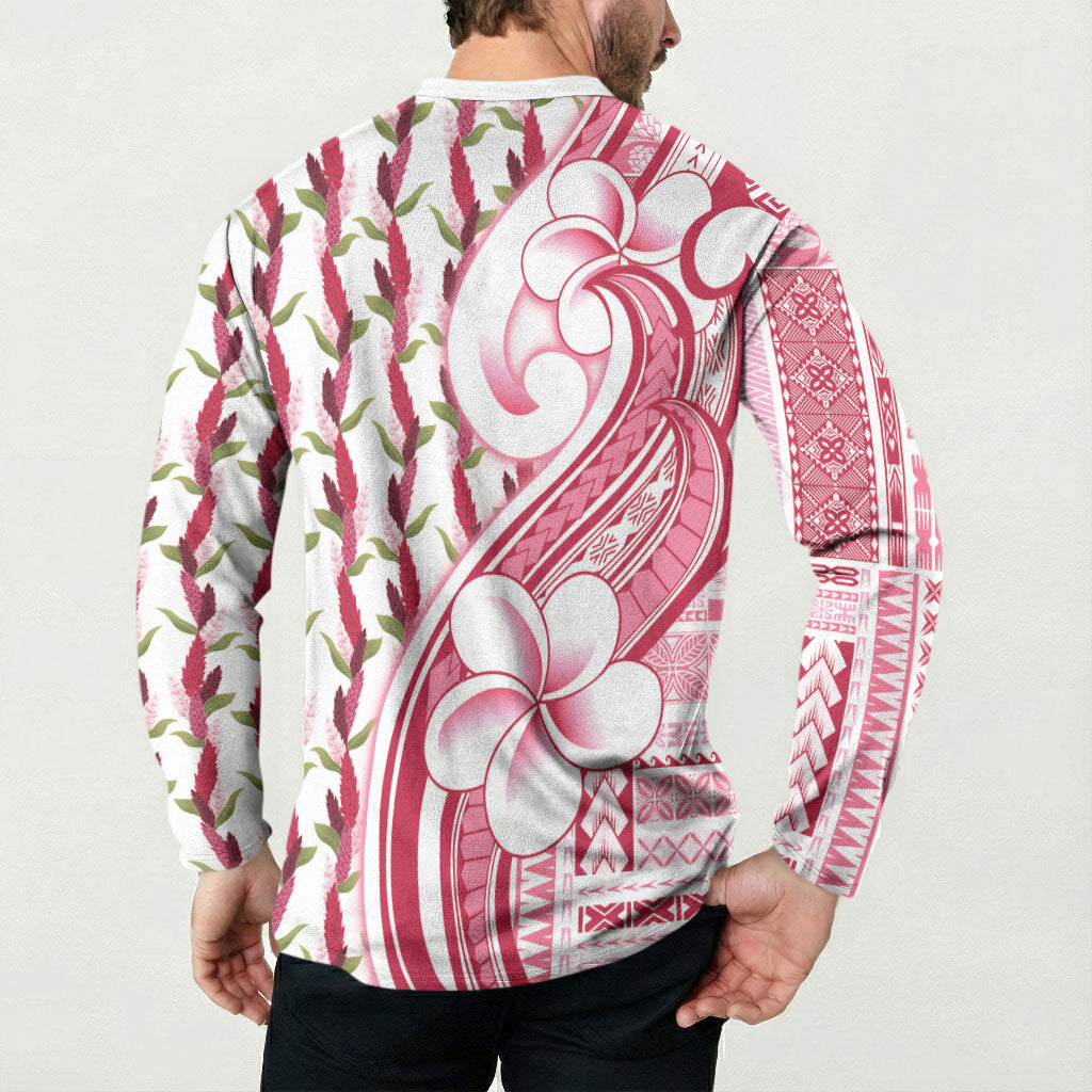 Samoa Teuila Button Sweatshirt White Samoan Siapo Motifs LT05 - Polynesian Pride
