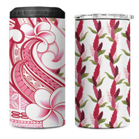 Samoa Teuila 4 in 1 Can Cooler Tumbler White Samoan Siapo Motifs LT05 One Size: 16 oz White - Polynesian Pride
