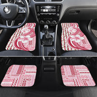 Samoa Teuila Car Mats White Samoan Siapo Motifs LT05 Set 4pcs White - Polynesian Pride