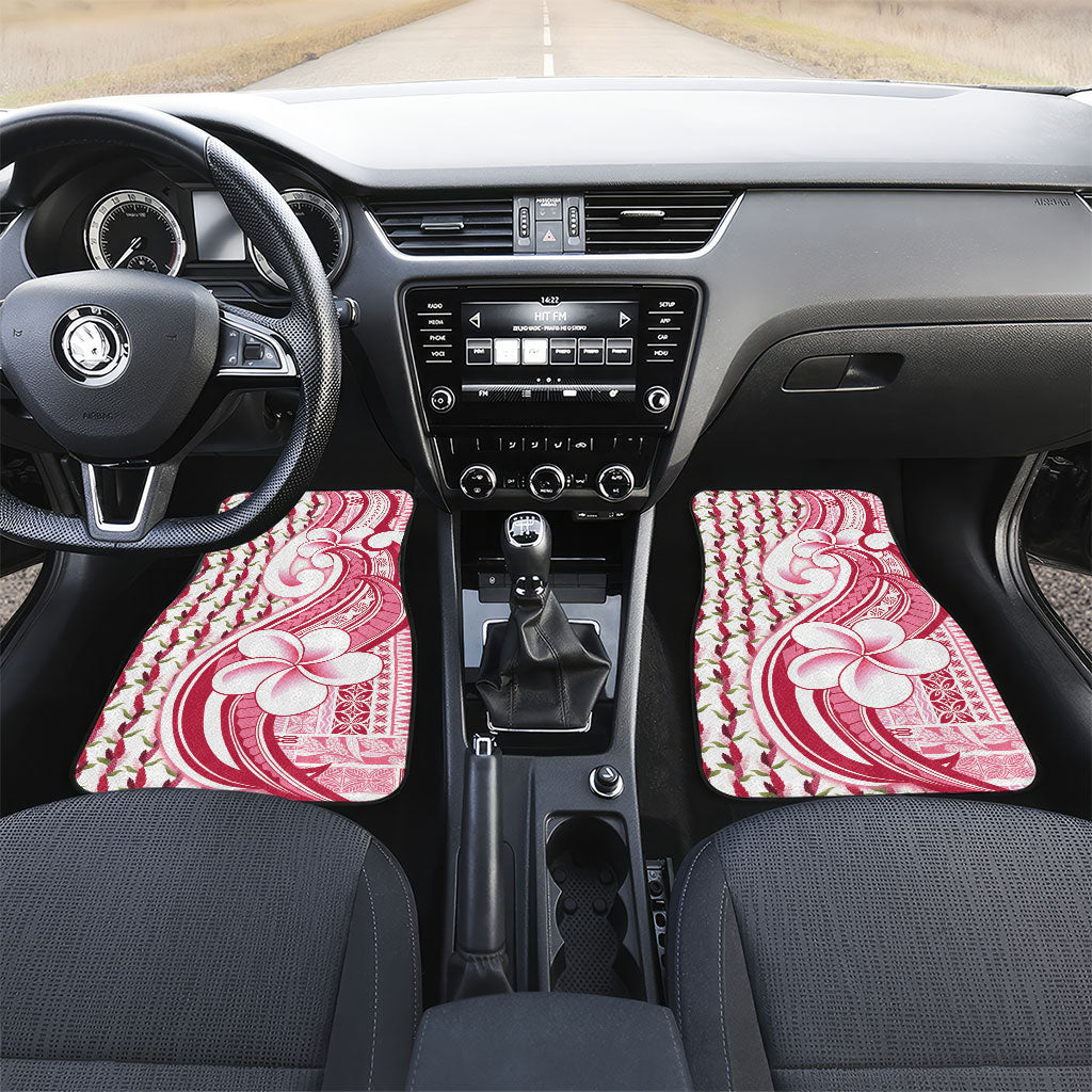 Samoa Teuila Car Mats White Samoan Siapo Motifs LT05 Set 2pcs - Front White - Polynesian Pride