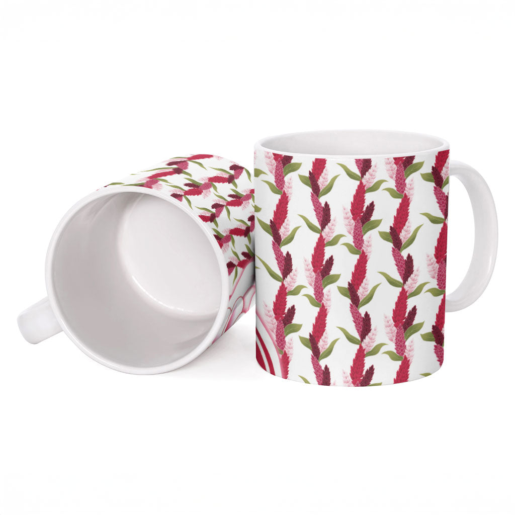 Samoa Teuila Ceramic Mug White Samoan Siapo Motifs LT05 - Polynesian Pride