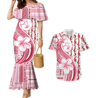 Samoa Teuila Couples Matching Mermaid Dress and Hawaiian Shirt White Samoan Siapo Motifs LT05 White - Polynesian Pride