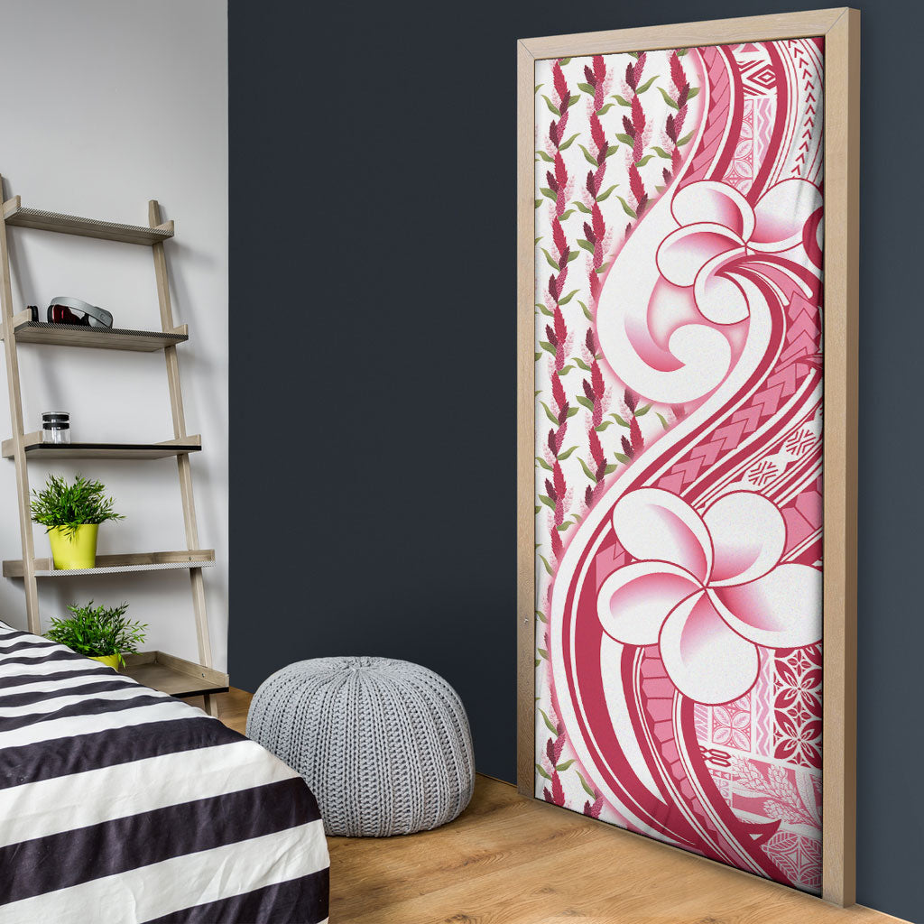 Samoa Teuila Door Cover White Samoan Siapo Motifs LT05 - Polynesian Pride