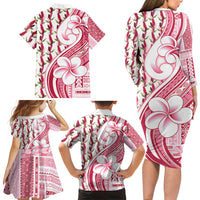 Samoa Teuila Family Matching Long Sleeve Bodycon Dress and Hawaiian Shirt White Samoan Siapo Motifs LT05 - Polynesian Pride