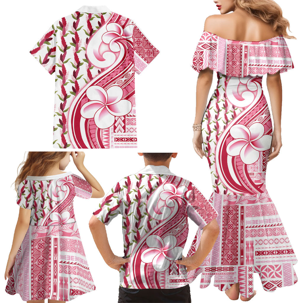 Samoa Teuila Family Matching Mermaid Dress and Hawaiian Shirt White Samoan Siapo Motifs LT05 - Polynesian Pride