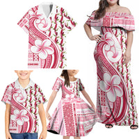 Samoa Teuila Family Matching Off Shoulder Maxi Dress and Hawaiian Shirt White Samoan Siapo Motifs LT05 - Polynesian Pride