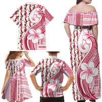 Samoa Teuila Family Matching Off Shoulder Maxi Dress and Hawaiian Shirt White Samoan Siapo Motifs LT05 - Polynesian Pride