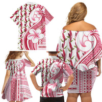 Samoa Teuila Family Matching Off Shoulder Short Dress and Hawaiian Shirt White Samoan Siapo Motifs LT05 - Polynesian Pride