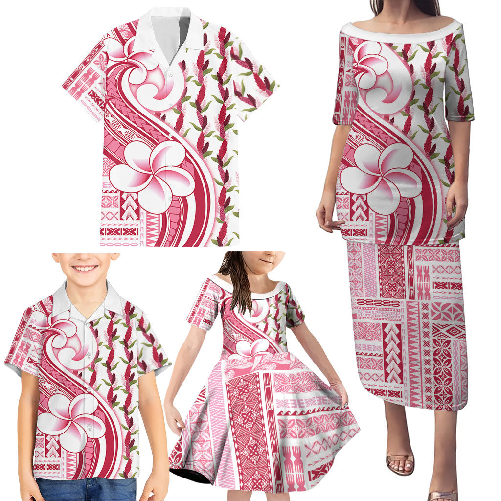 Samoa Teuila Family Matching Puletasi and Hawaiian Shirt White Samoan Siapo Motifs LT05 - Polynesian Pride