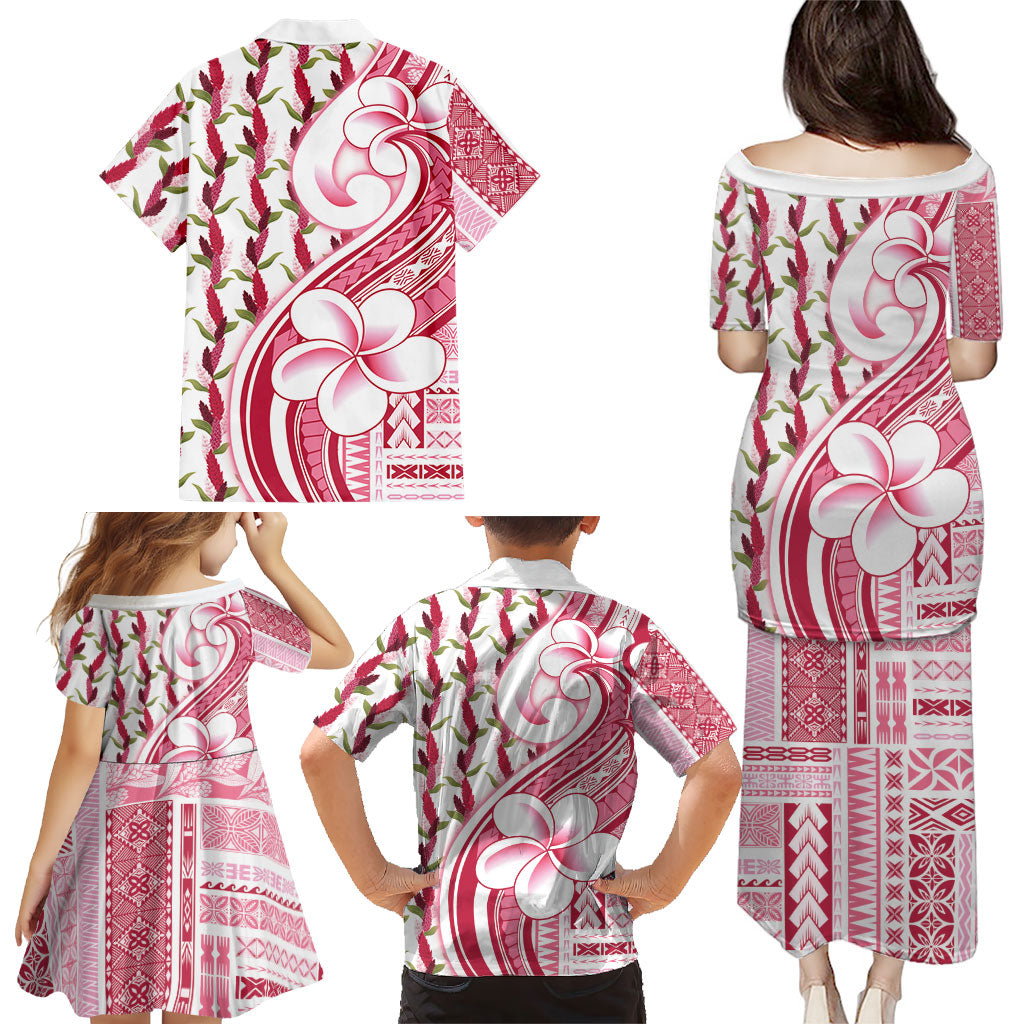 Samoa Teuila Family Matching Puletasi and Hawaiian Shirt White Samoan Siapo Motifs LT05 - Polynesian Pride