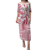 Samoa Teuila Family Matching Puletasi and Hawaiian Shirt White Samoan Siapo Motifs LT05 Mom's Dress White - Polynesian Pride