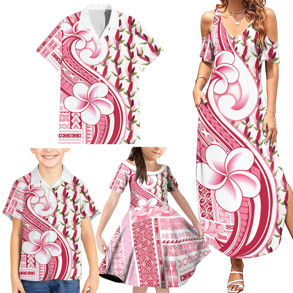 Samoa Teuila Family Matching Summer Maxi Dress and Hawaiian Shirt White Samoan Siapo Motifs LT05 - Polynesian Pride