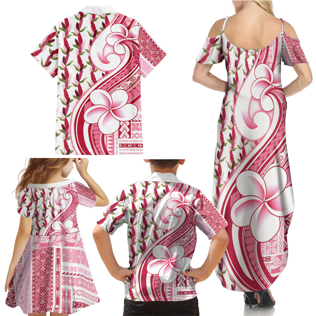 Samoa Teuila Family Matching Summer Maxi Dress and Hawaiian Shirt White Samoan Siapo Motifs LT05 - Polynesian Pride