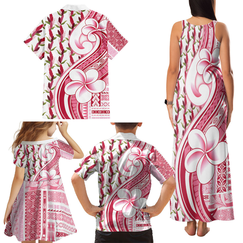 Samoa Teuila Family Matching Tank Maxi Dress and Hawaiian Shirt White Samoan Siapo Motifs LT05 - Polynesian Pride