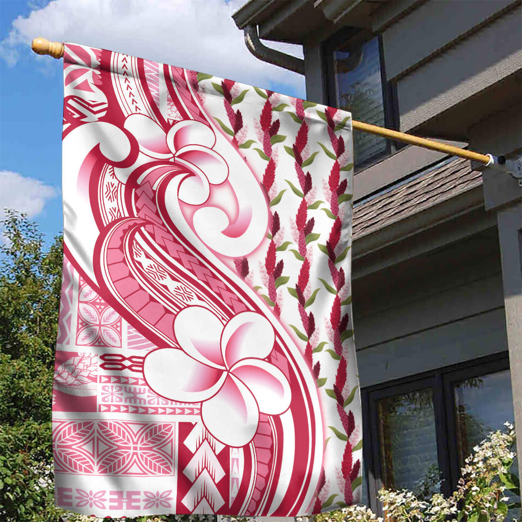 Samoa Teuila Garden Flag White Samoan Siapo Motifs LT05 - Polynesian Pride