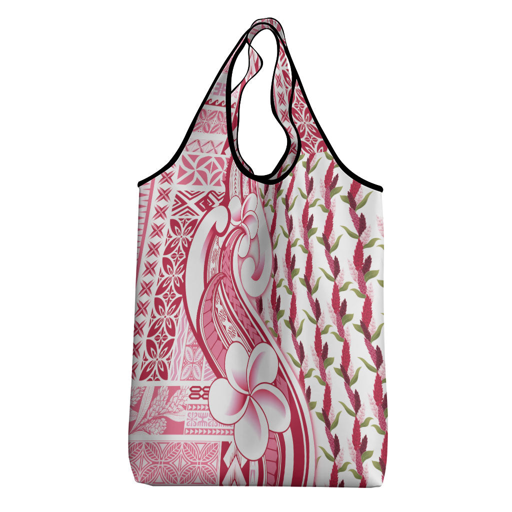Samoa Teuila Grocery Bag White Samoan Siapo Motifs LT05 - Polynesian Pride