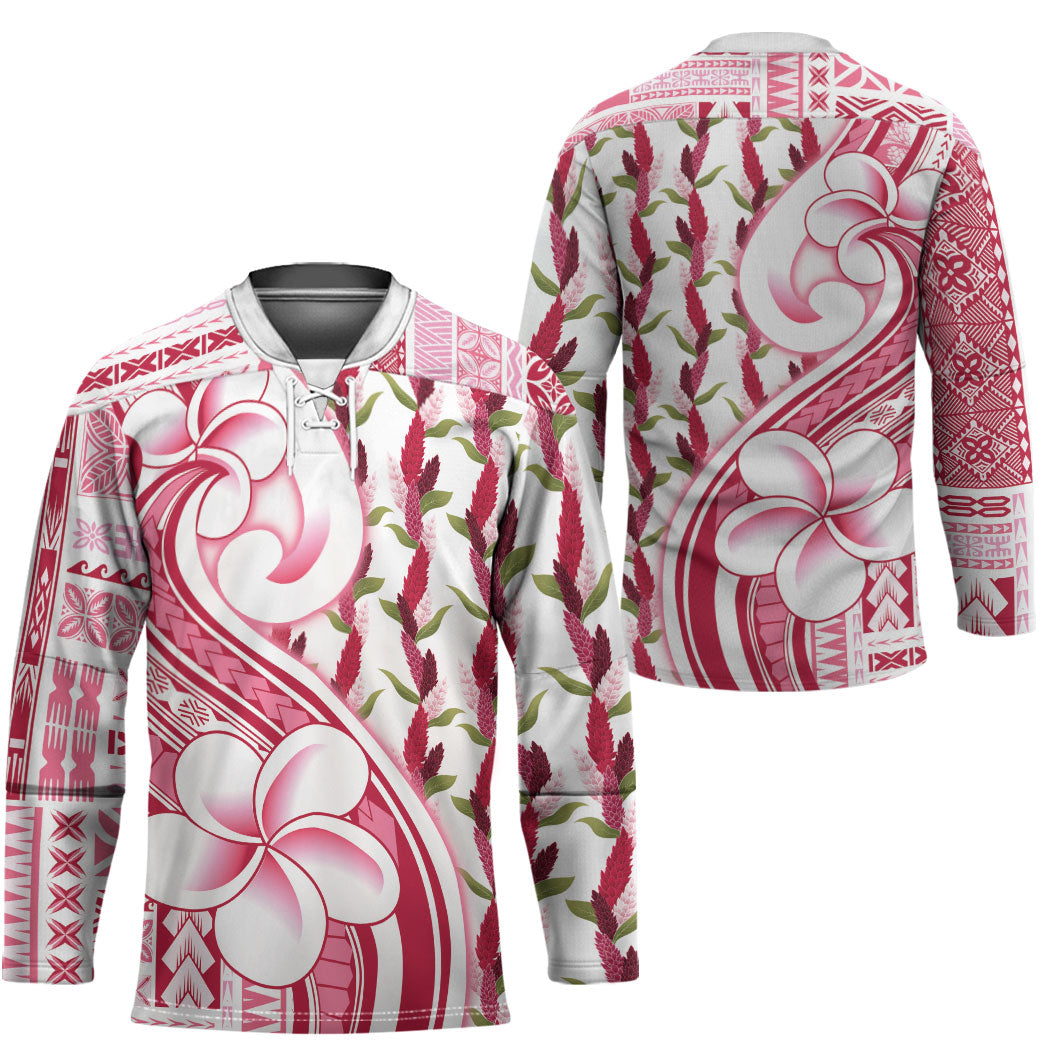 Samoa Teuila Hockey Jersey White Samoan Siapo Motifs LT05 - Polynesian Pride