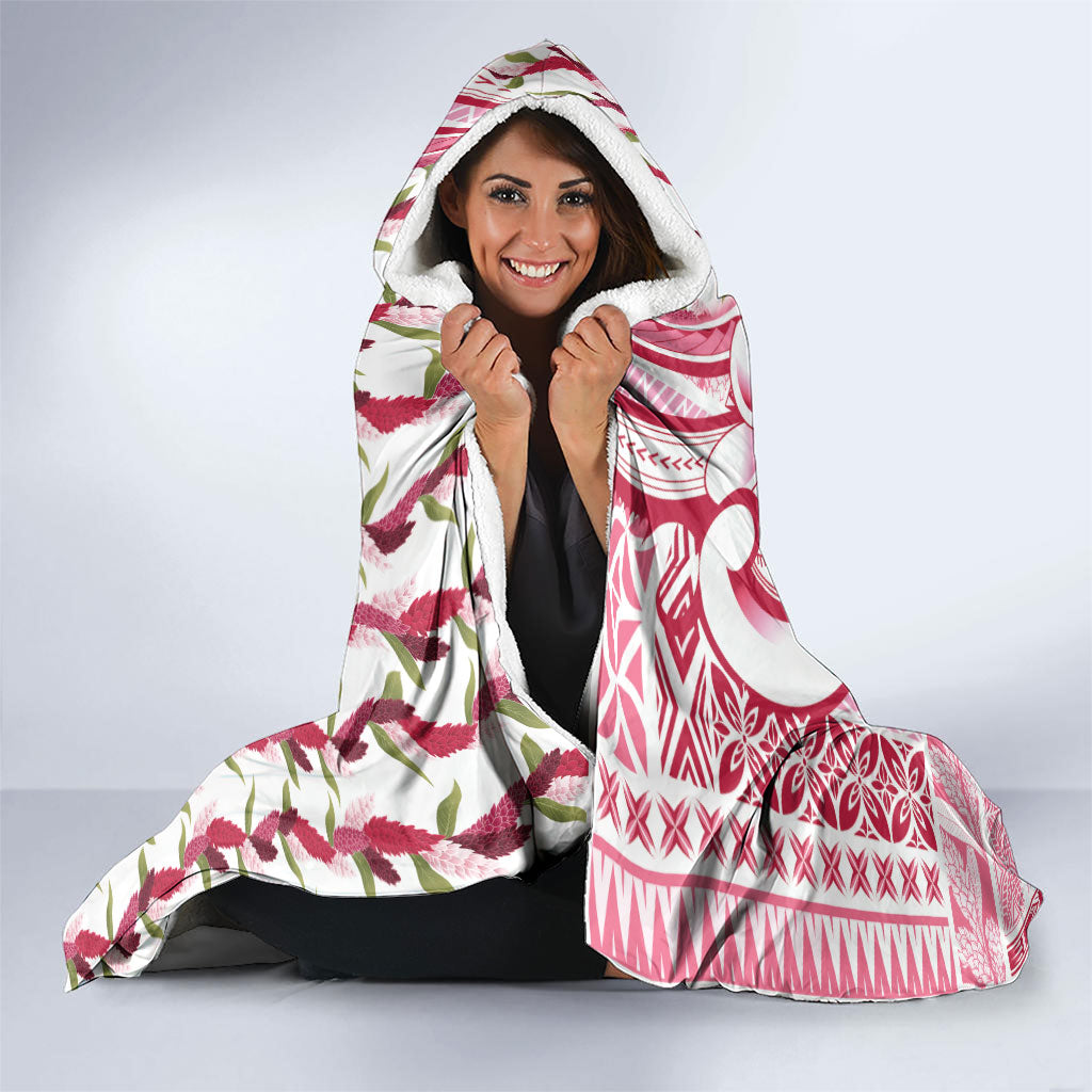 Samoa Teuila Hooded Blanket White Samoan Siapo Motifs LT05 - Polynesian Pride