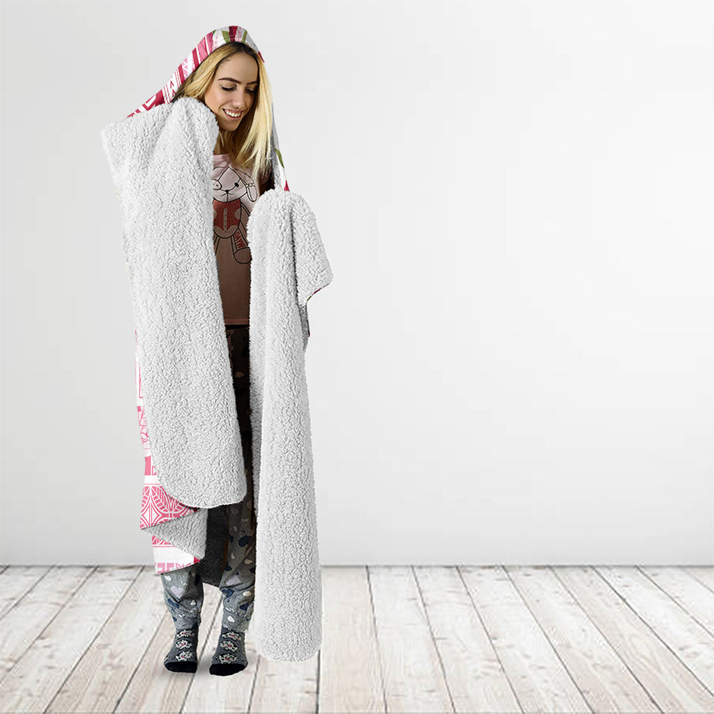 Samoa Teuila Hooded Blanket White Samoan Siapo Motifs LT05 - Polynesian Pride