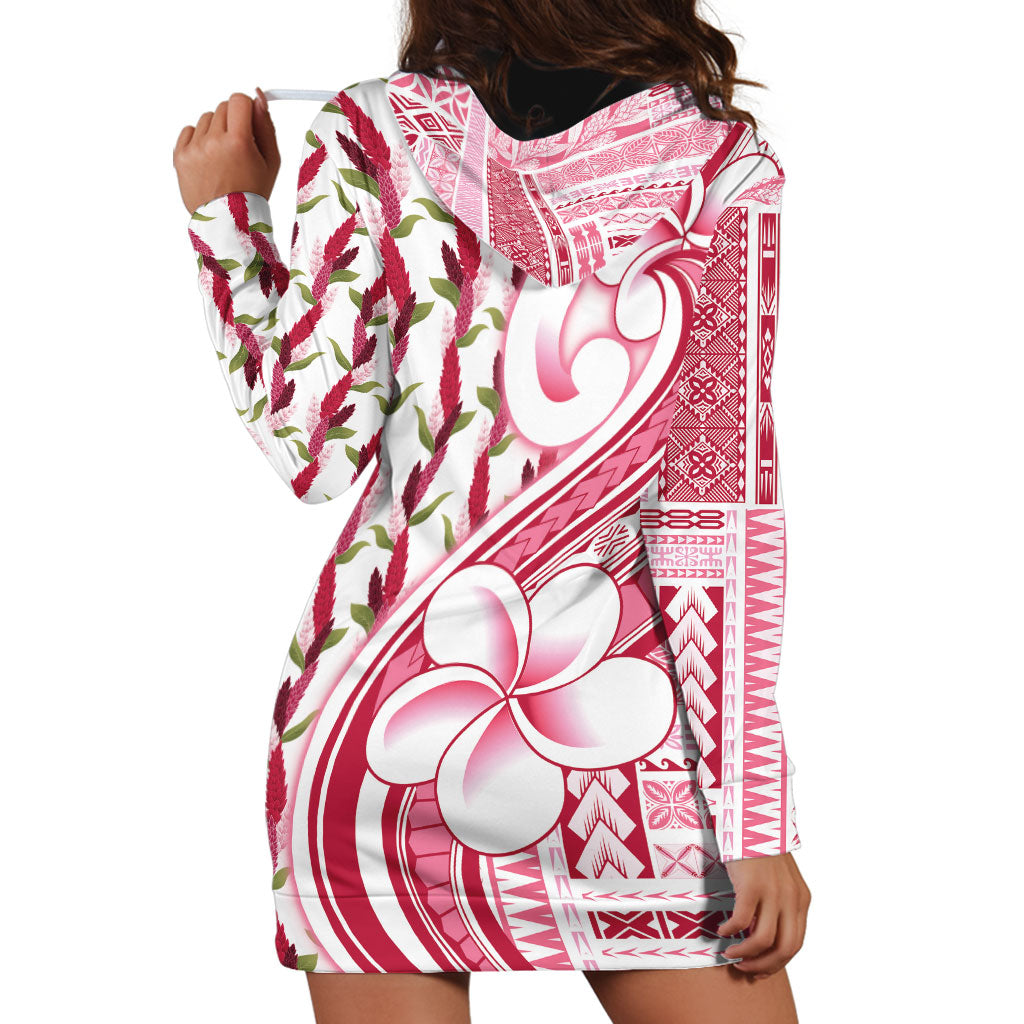Samoa Teuila Hoodie Dress White Samoan Siapo Motifs LT05 - Polynesian Pride