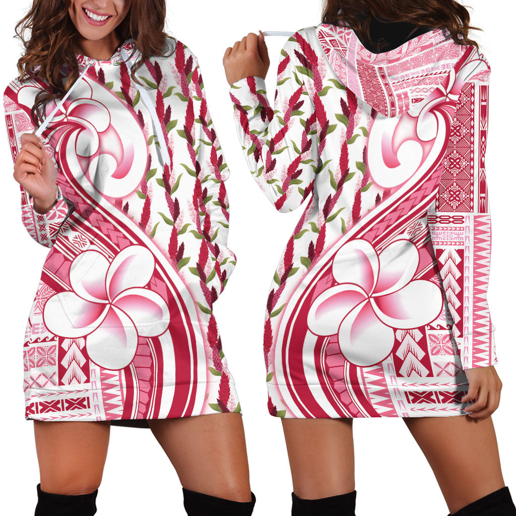 Samoa Teuila Hoodie Dress White Samoan Siapo Motifs LT05 - Polynesian Pride