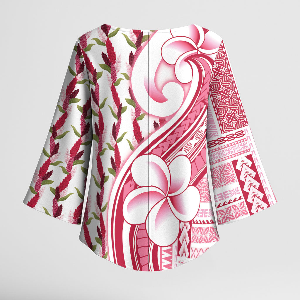 Samoa Teuila Kimono Sleeve Blouse White Samoan Siapo Motifs LT05 - Polynesian Pride