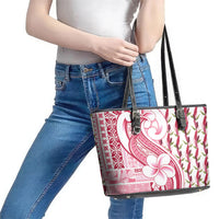 Samoa Teuila Leather Tote Bag White Samoan Siapo Motifs LT05 - Polynesian Pride