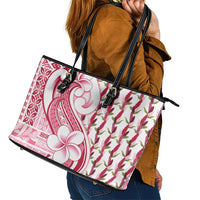 Samoa Teuila Leather Tote Bag White Samoan Siapo Motifs LT05 - Polynesian Pride