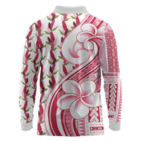 Samoa Teuila Long Sleeve Polo Shirt White Samoan Siapo Motifs LT05 - Polynesian Pride