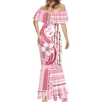 Samoa Teuila Mermaid Dress White Samoan Siapo Motifs LT05 - Polynesian Pride