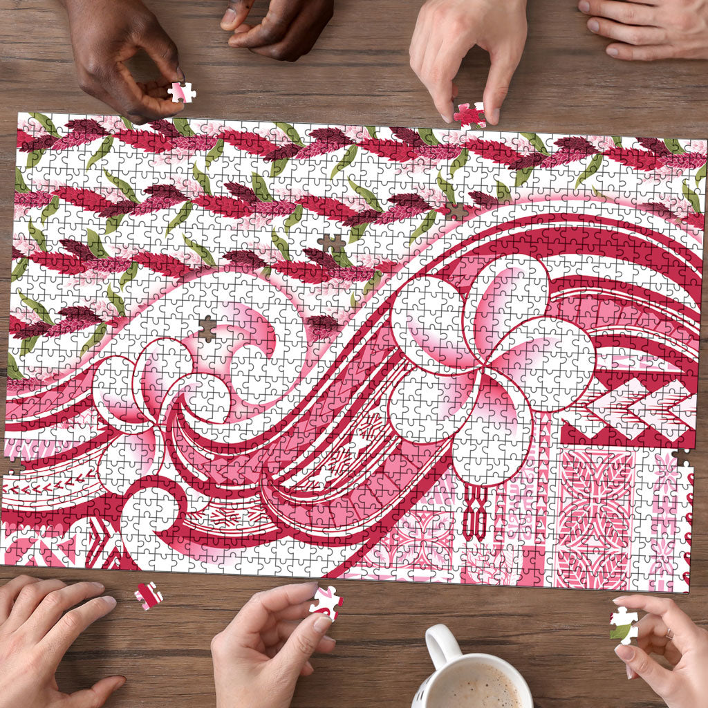 Samoa Teuila Puzzle White Samoan Siapo Motifs LT05 - Polynesian Pride
