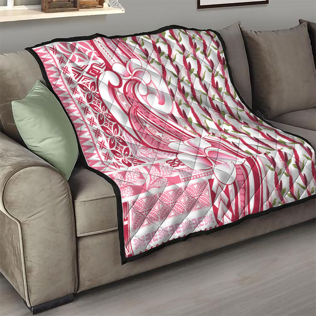 Samoa Teuila Quilt White Samoan Siapo Motifs LT05 - Polynesian Pride