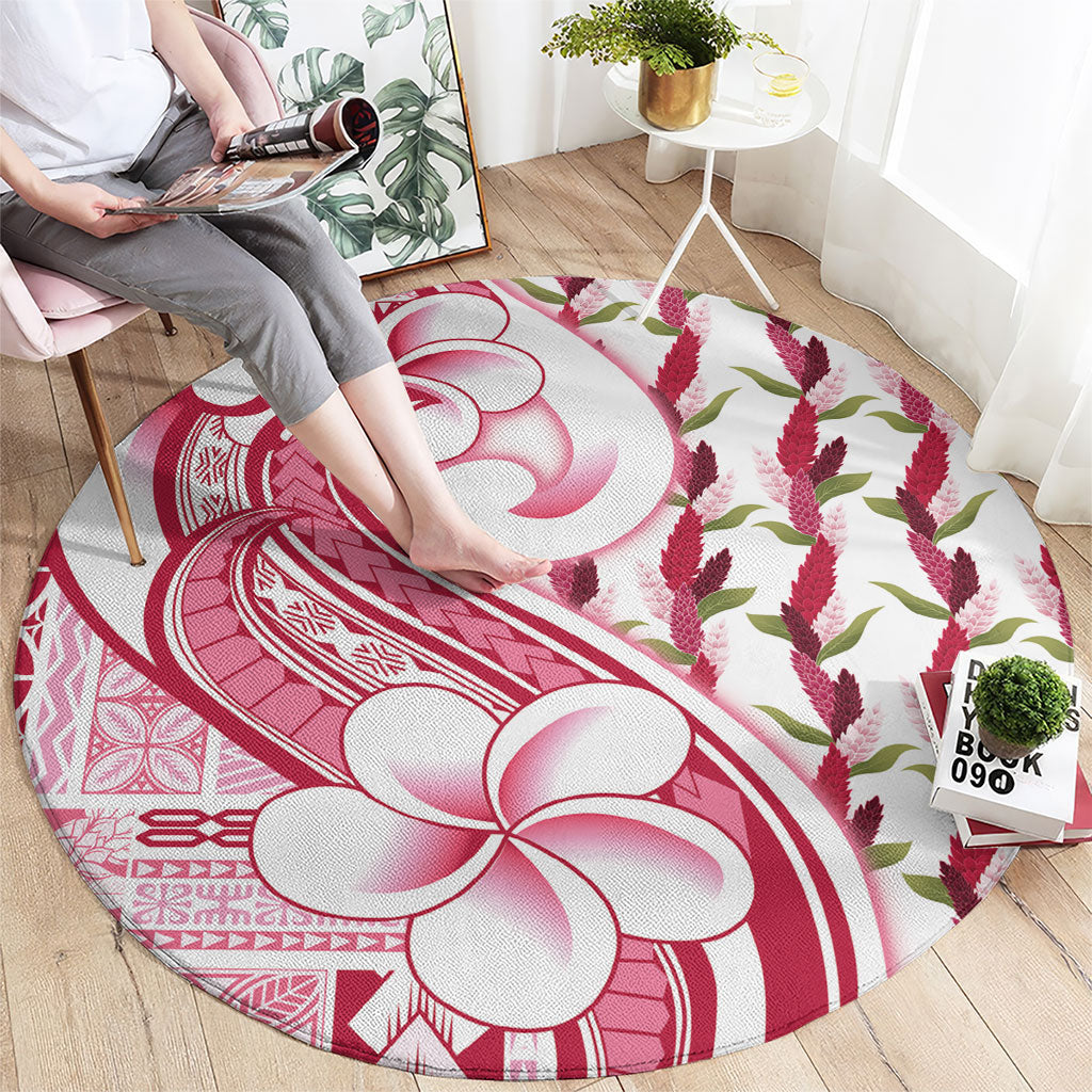 Samoa Teuila Round Carpet White Samoan Siapo Motifs LT05 - Polynesian Pride