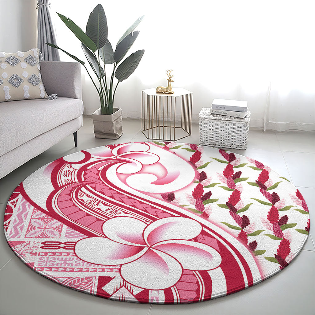 Samoa Teuila Round Carpet White Samoan Siapo Motifs LT05 - Polynesian Pride