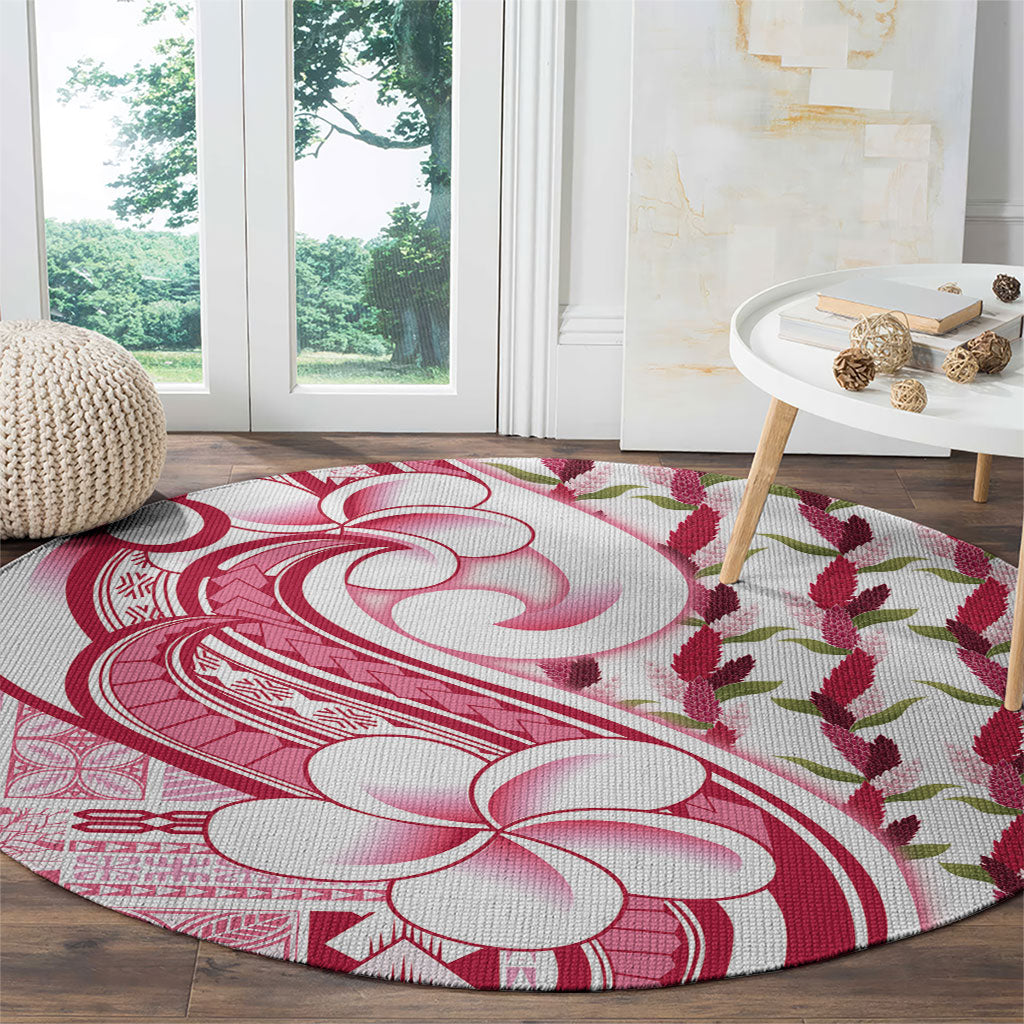 Samoa Teuila Round Carpet White Samoan Siapo Motifs LT05 - Polynesian Pride
