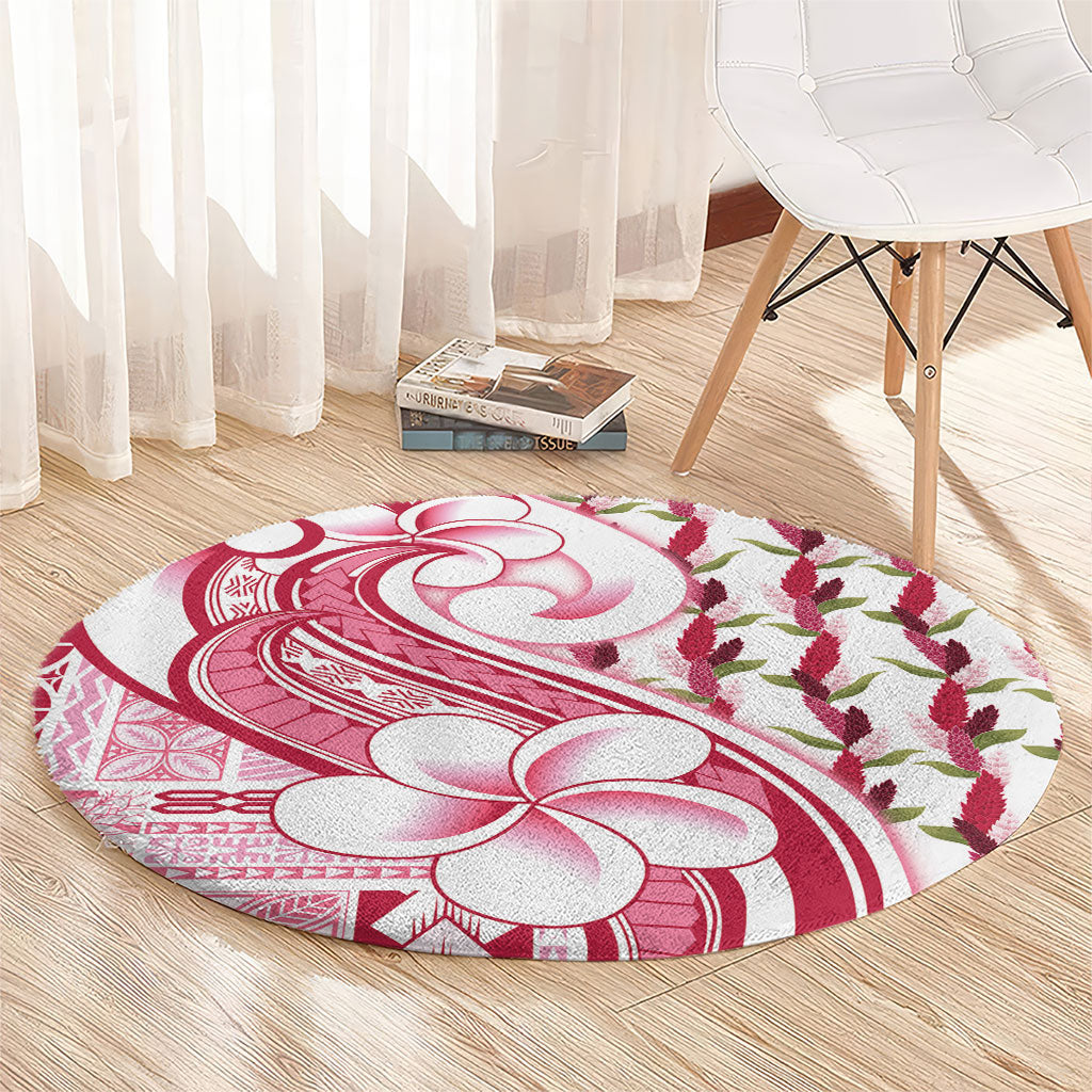 Samoa Teuila Round Carpet White Samoan Siapo Motifs LT05 - Polynesian Pride
