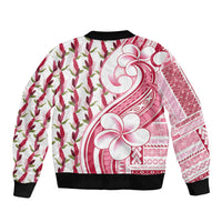 Samoa Teuila Sleeve Zip Bomber Jacket White Samoan Siapo Motifs LT05 - Polynesian Pride