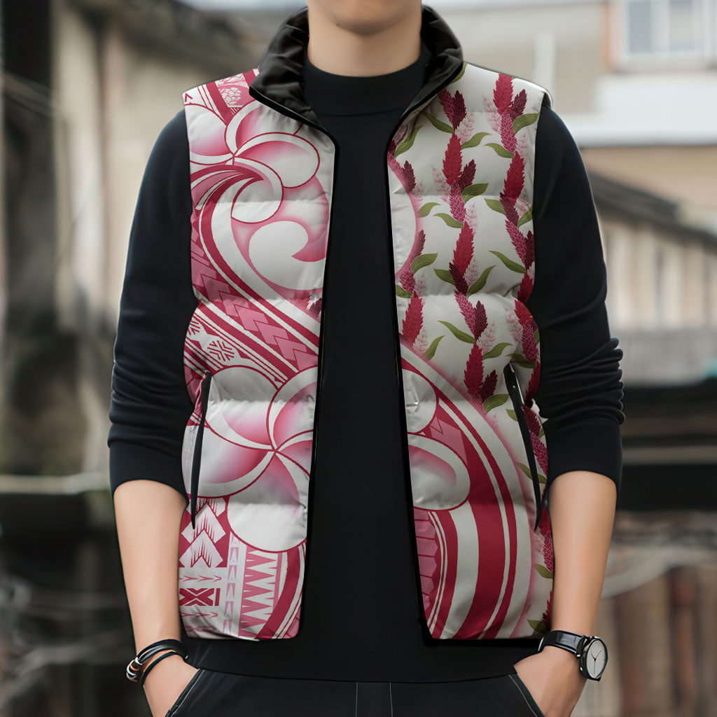 Samoa Teuila Sleeveless Puffer Jacket White Samoan Siapo Motifs LT05 - Polynesian Pride