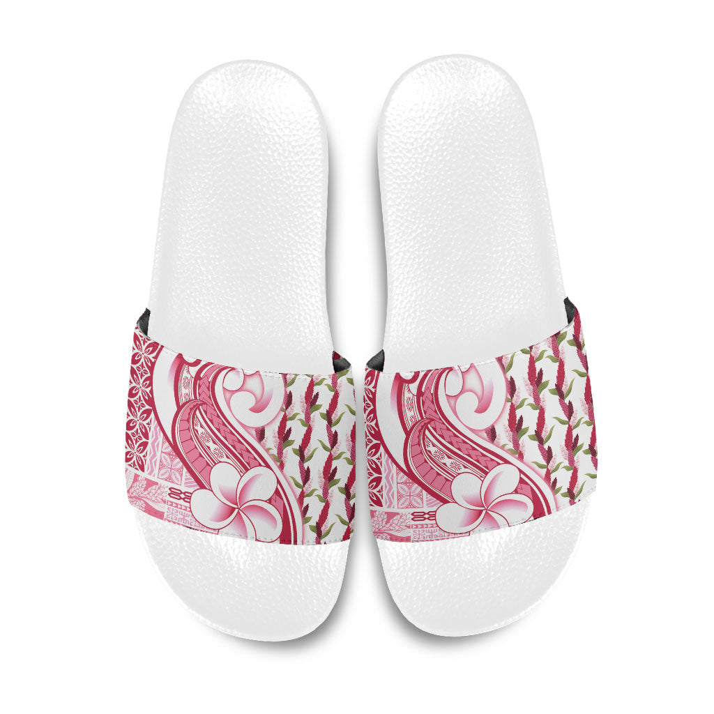 Samoa Teuila Slide Sandals White Samoan Siapo Motifs LT05 White - Polynesian Pride