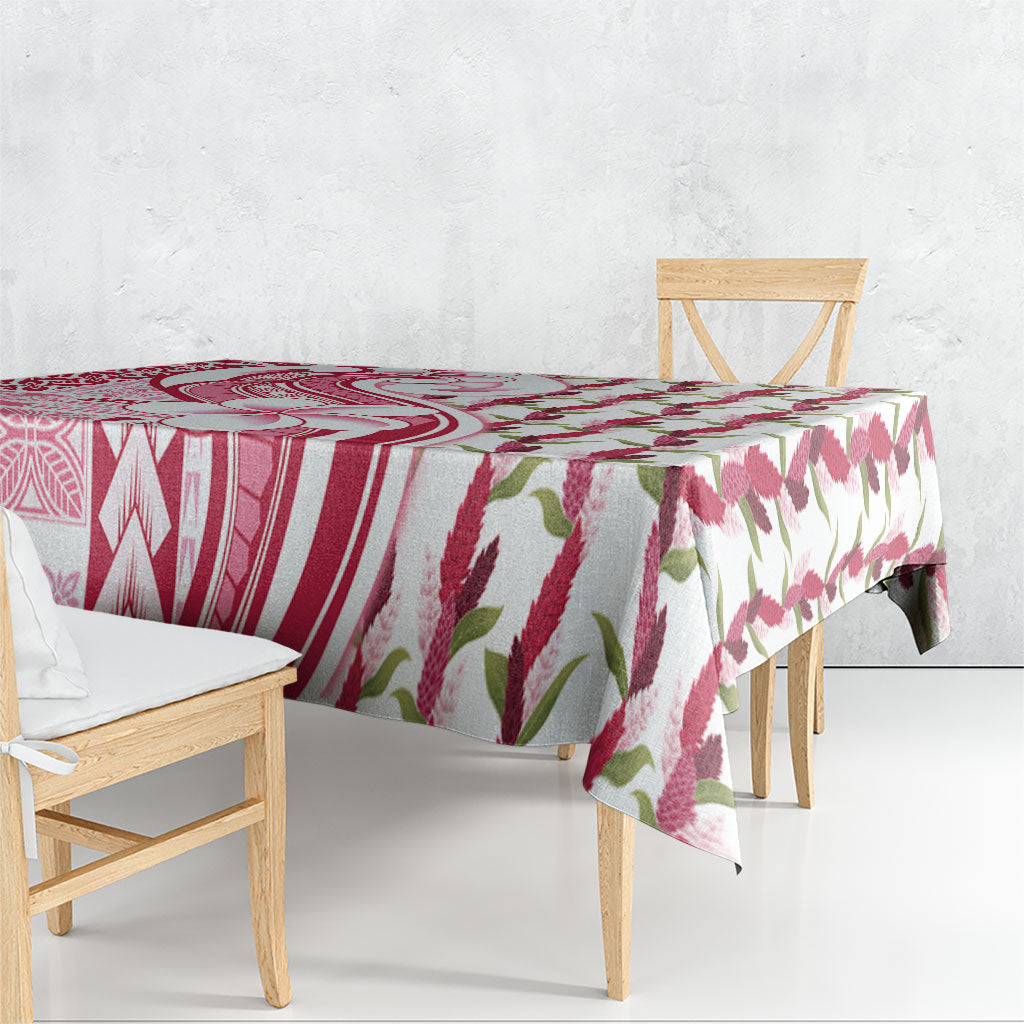 Samoa Teuila Tablecloth White Samoan Siapo Motifs LT05 - Polynesian Pride