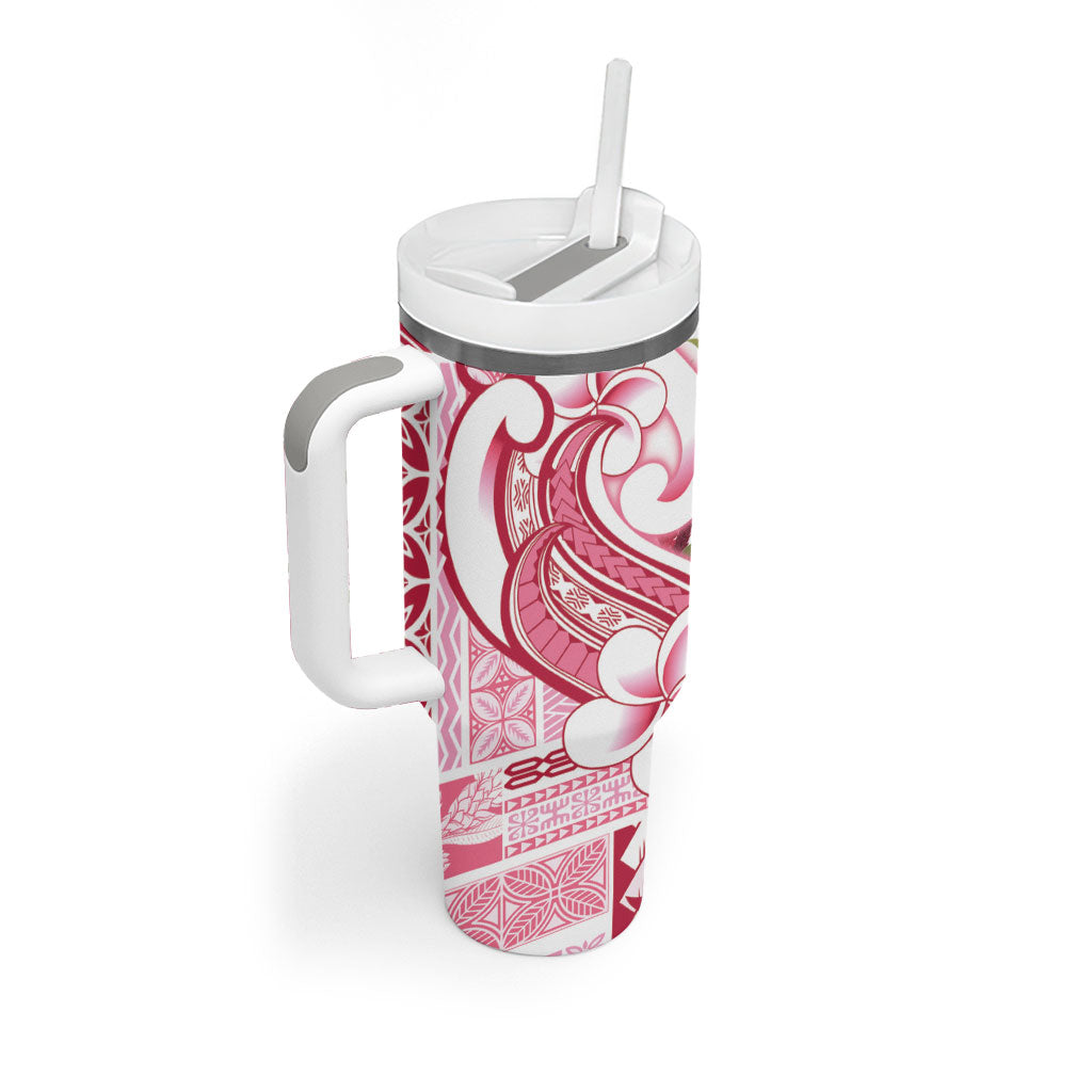 Samoa Teuila Tumbler With Handle White Samoan Siapo Motifs LT05 - Polynesian Pride