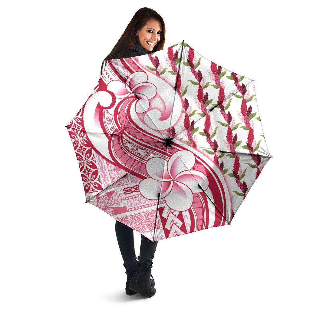Samoa Teuila Umbrella White Samoan Siapo Motifs LT05 - Polynesian Pride
