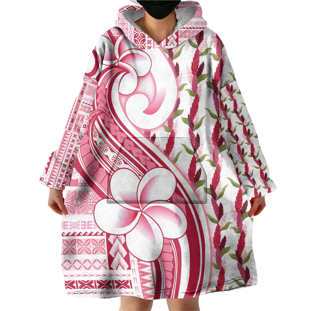 Samoa Teuila Wearable Blanket Hoodie White Samoan Siapo Motifs LT05 - Polynesian Pride