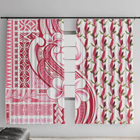 Samoa Teuila Window Curtain White Samoan Siapo Motifs LT05 With Hooks White - Polynesian Pride
