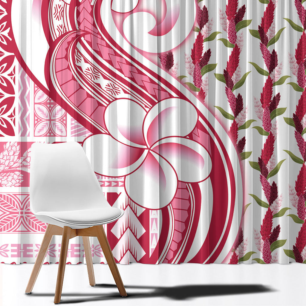 Samoa Teuila Window Curtain White Samoan Siapo Motifs LT05 - Polynesian Pride