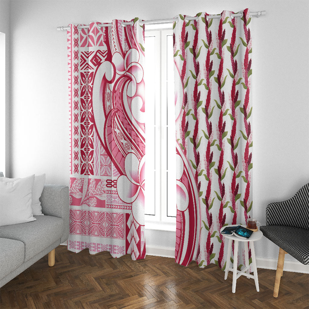 Samoa Teuila Window Curtain White Samoan Siapo Motifs LT05 With Grommets White - Polynesian Pride